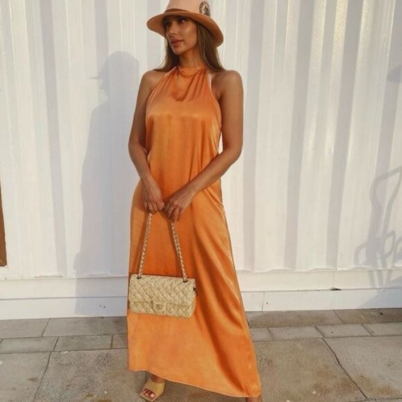 Zara Elegant Orange Maxi Dress - Picture 11 of 11